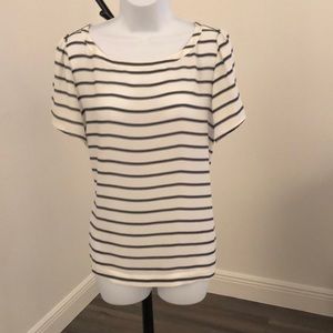 NWOT Loft white and navy blue stripe top